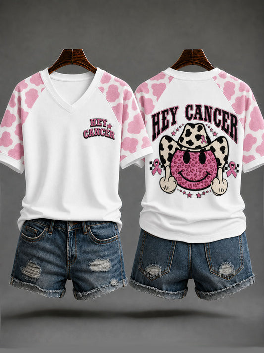Kvinnors “Fuck Cancer”-rosa bandet bröstcancermedvetandet-shirt