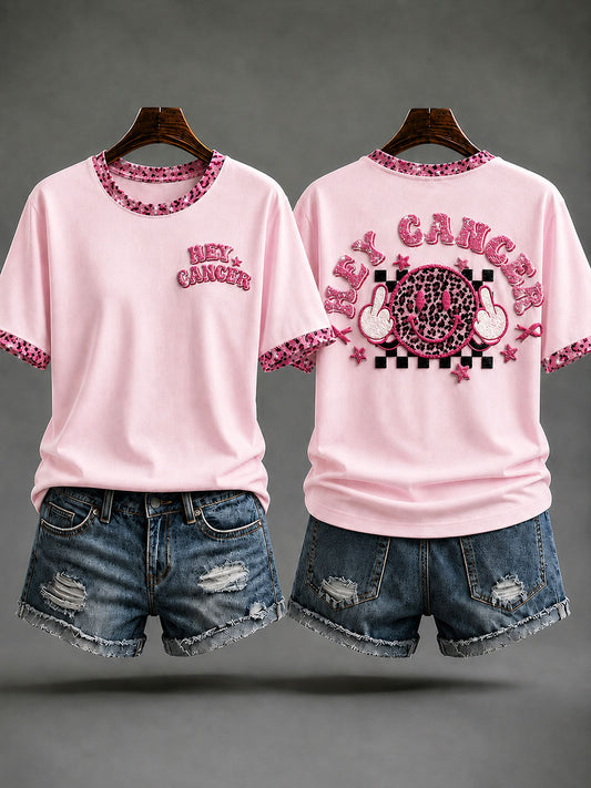Kvinnors “Fuck Cancer”-rosa bandet bröstcancermedvetandet-shirt