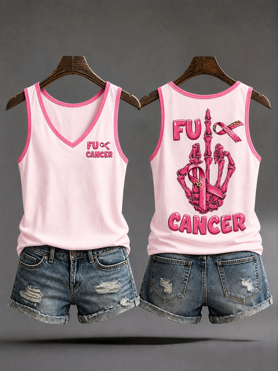 Kvinnors “Fuck cancer” Pink Ribbon Bröstcancer medvetenhetsvästrar