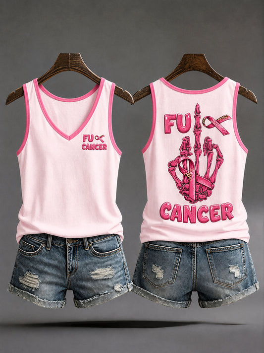 Kvinnors “Fuck cancer” Pink Ribbon Bröstcancer medvetenhetsvästrar