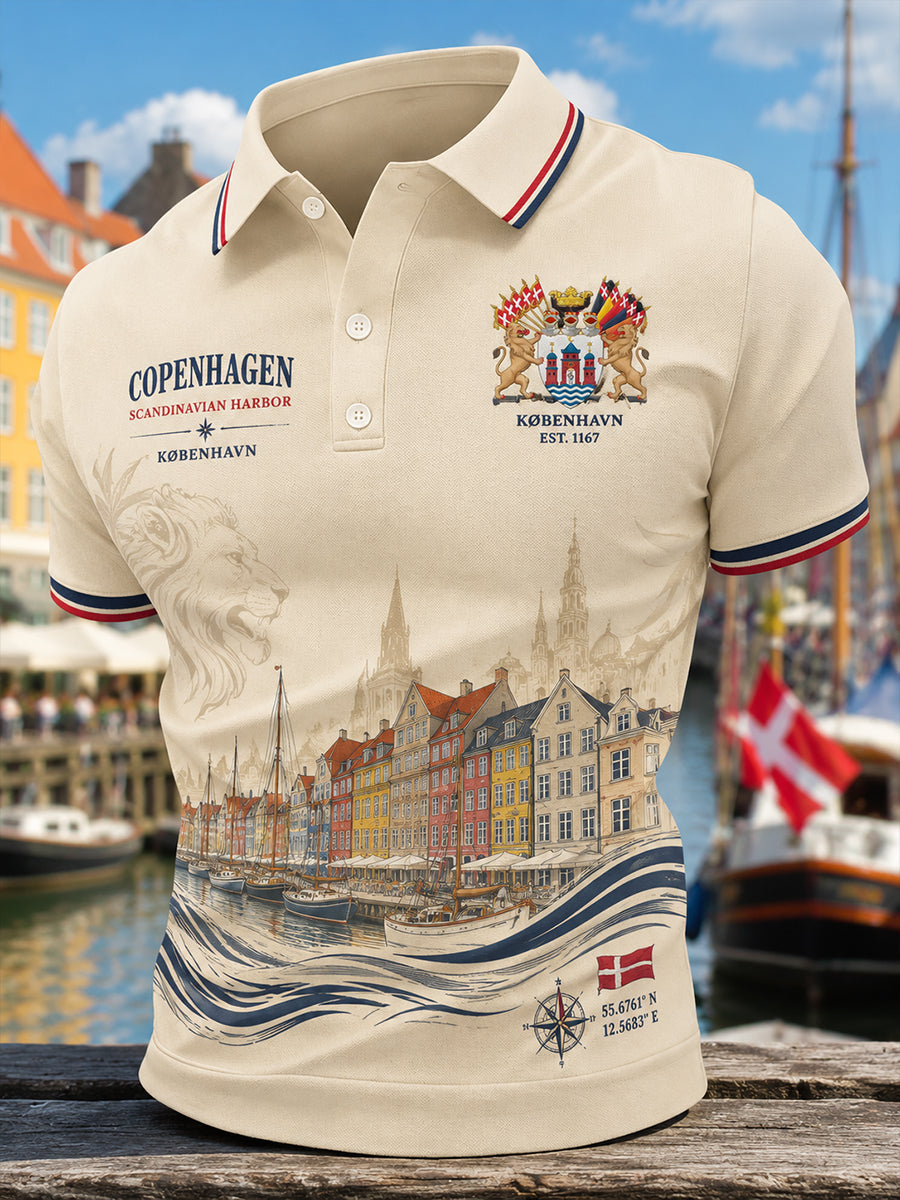 Män Short-Slem Polo tröja med urban minne grafik