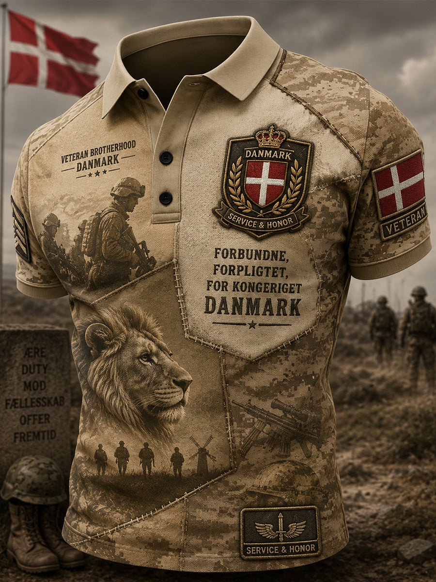 Mäns kortärm Polo tröja med camouflage och veteran minnesgrafik tryckt