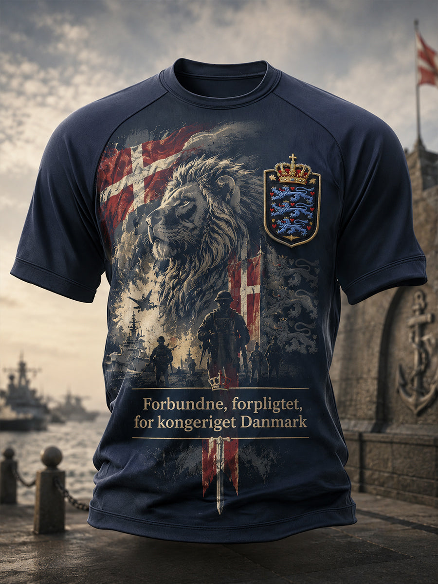 Kort ärm Raglan T-shirt med militär-stil tryckt