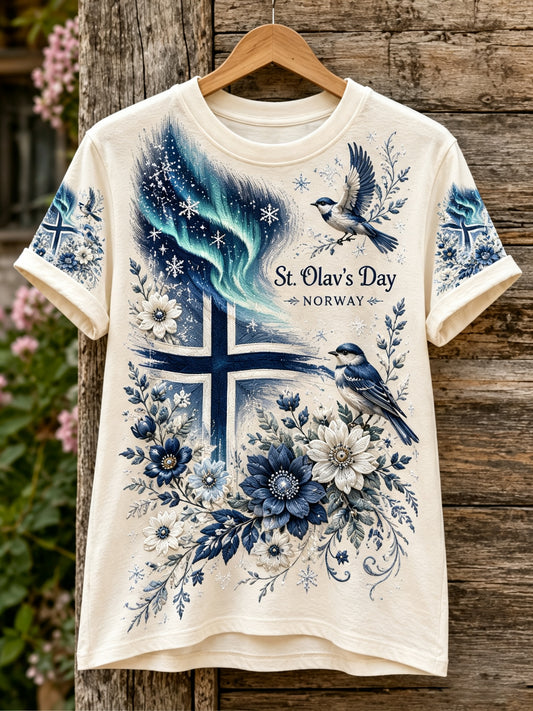 Dammens norska St. Olafs-dagsminneskonsttryck T-shirt