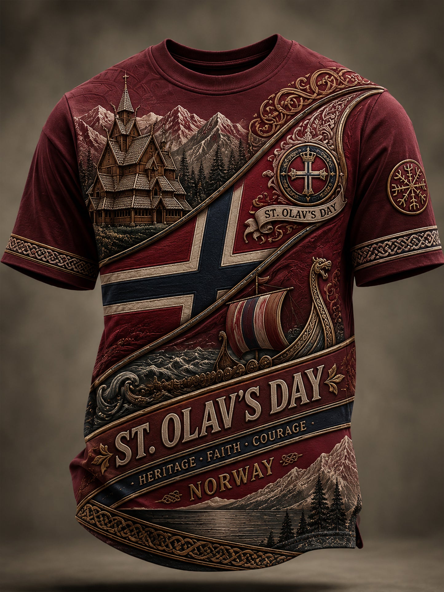 Herrens norska St. Olaf Dag minneskonst Skriv ut T-shirt