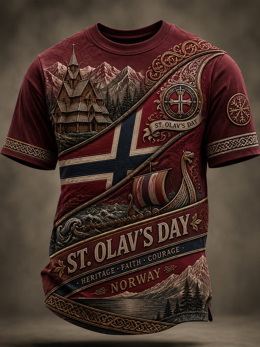 Herrens norska St. Olaf Dag minneskonst Skriv ut T-shirt