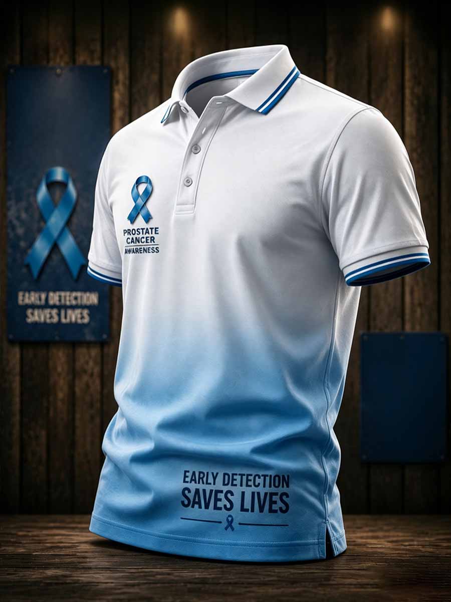 Mäns Retro prostata cancer medvetenhet Skriv ut Casual Polo tröj