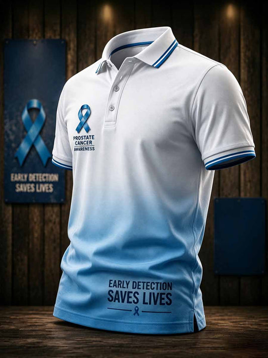 Mäns Retro prostata cancer medvetenhet Skriv ut Casual Polo tröj