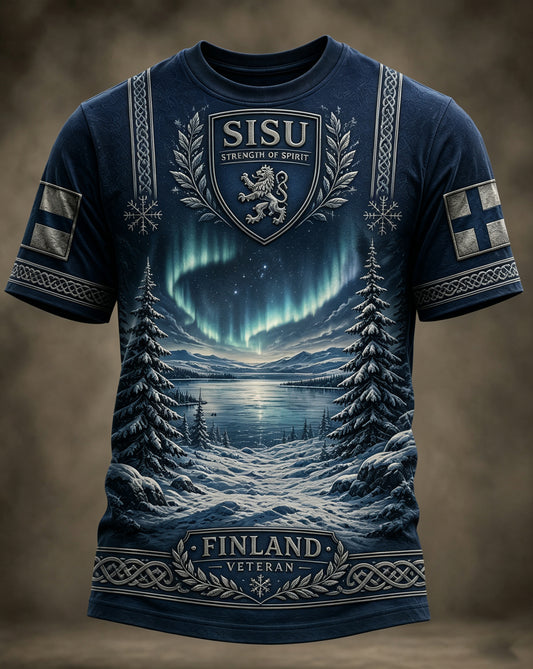 Herrtröja med finsk veteran-Sisu-patriotiskt konsttryck
