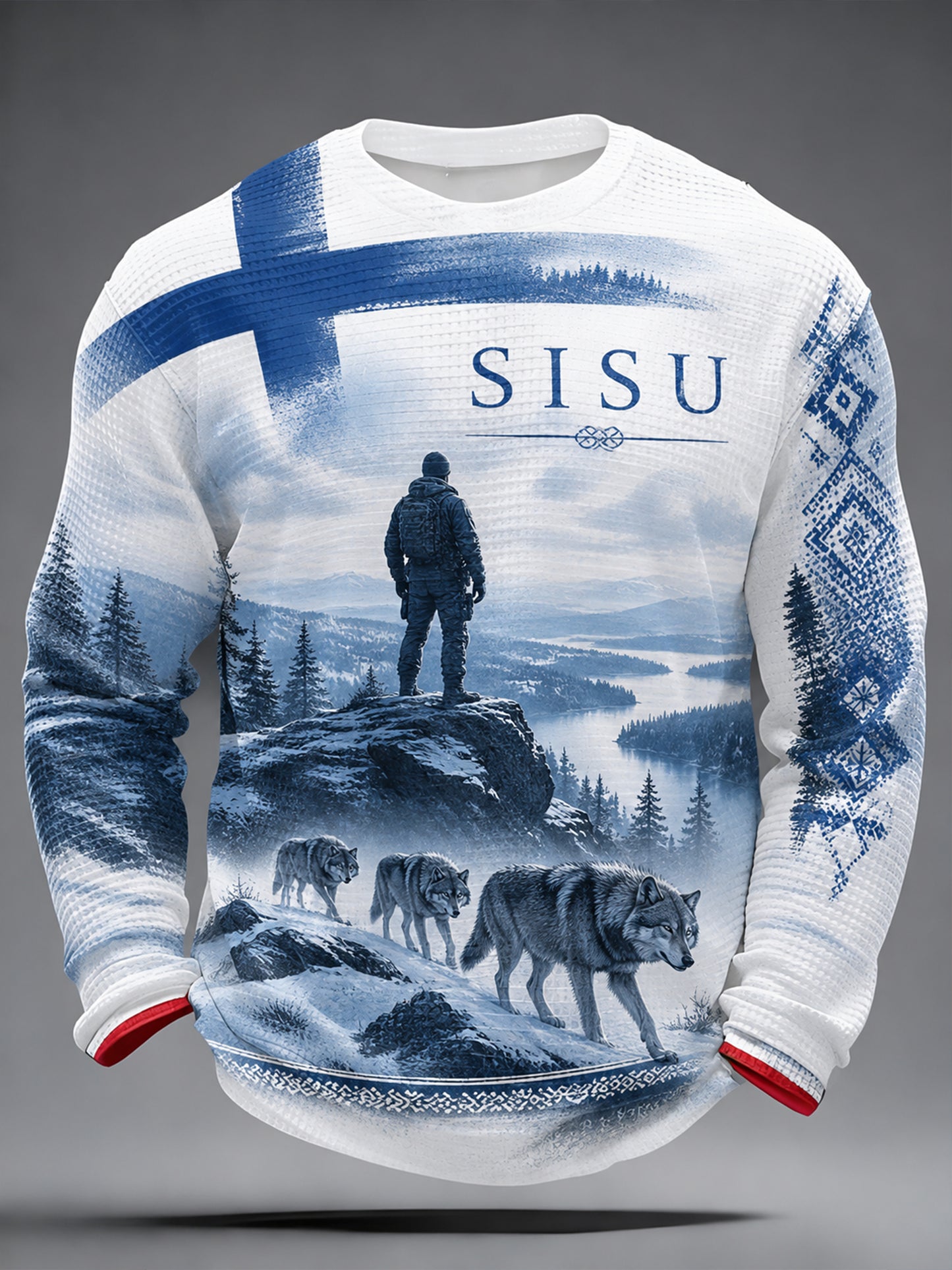 Mäns finska veteraner Sisu Patriotisk konst Skriv ut långärmad topp