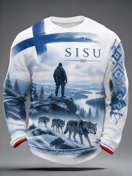 Mäns finska veteraner Sisu Patriotisk konst Skriv ut långärmad topp
