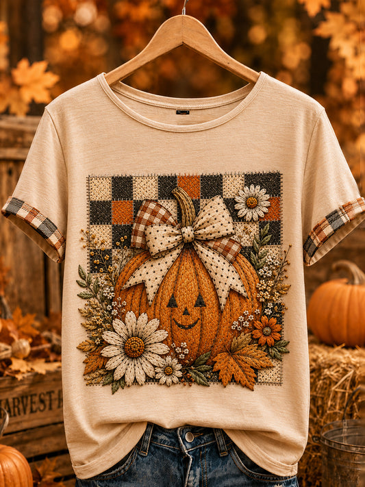 Kvinnors Cute Fall pumpa kort ärm T-shirt