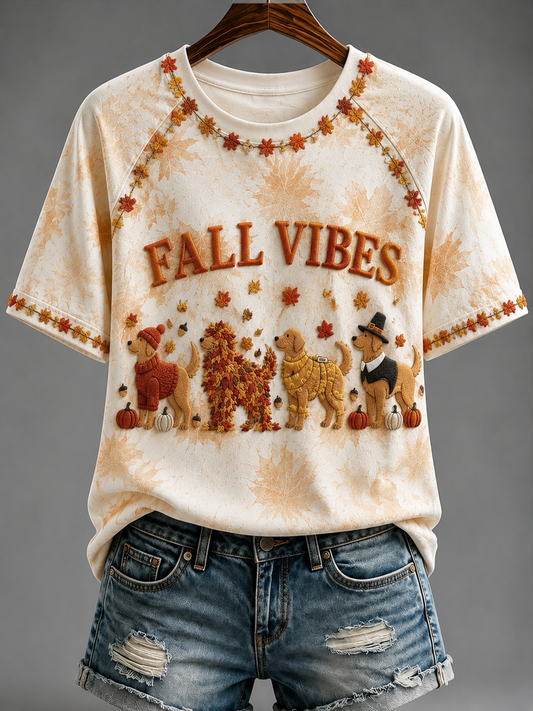 Damfall Vibes Round Hals Kort ärm T-shirt