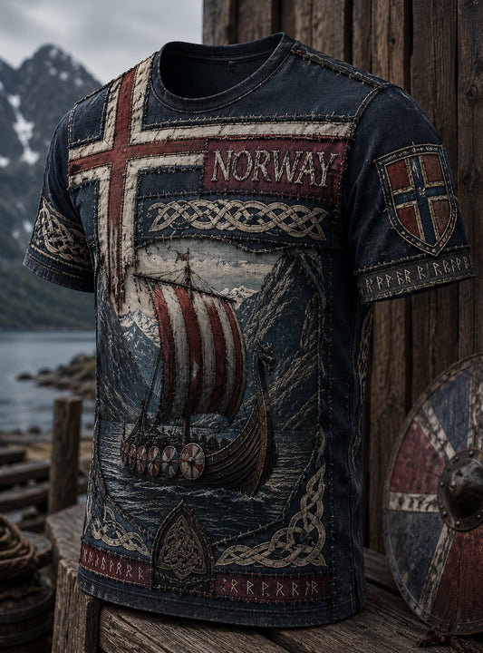 Mäns norska vikinga kulturella element Konst Skriv ut T-shirt