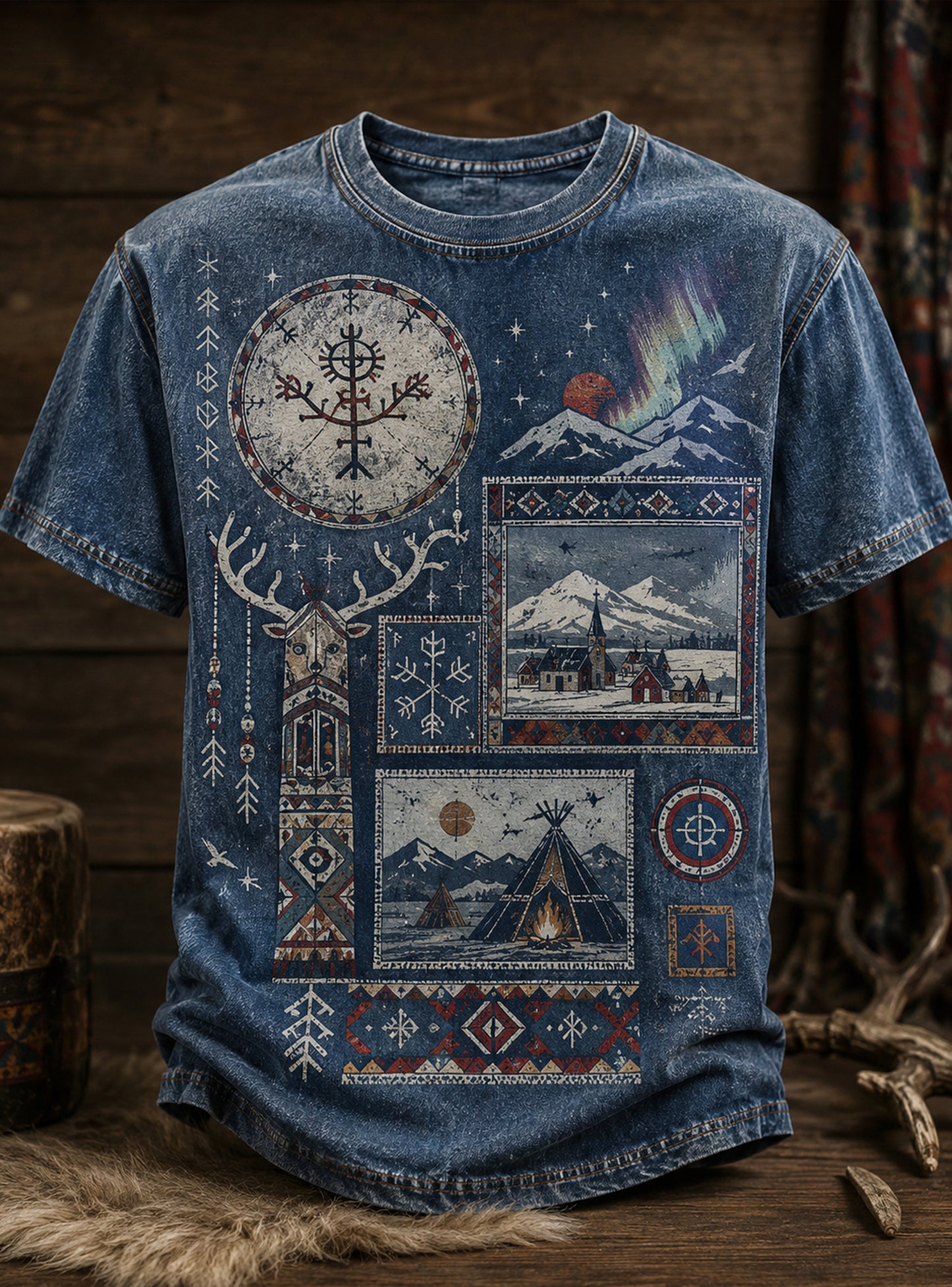 Mäns norska samiska kulturella element Konst Skriv ut T-shirt