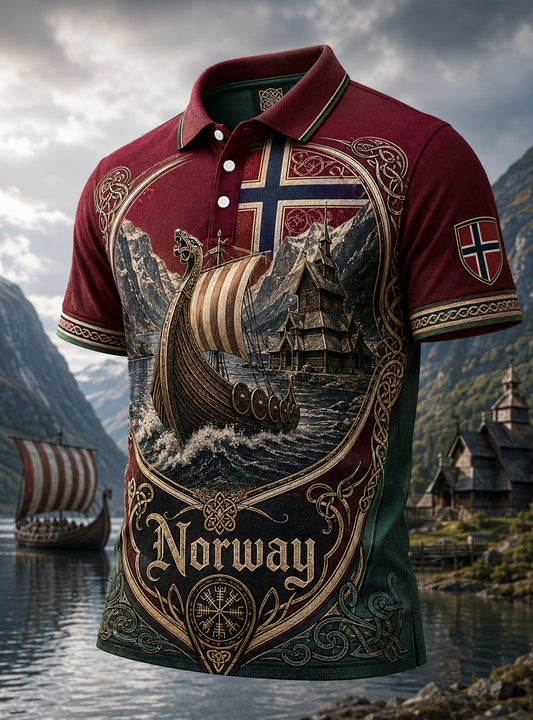 Mäns norska vikinga kulturella element Konst Skriv ut Polo tröja