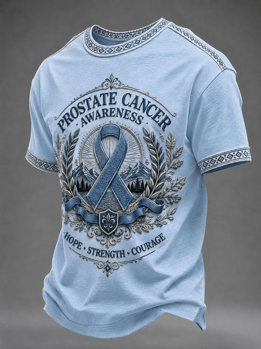 Men's Prostate Cancer Awareness Printed Casual T-Shirt