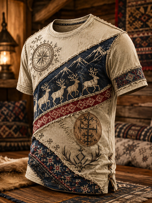 Mäns norska samiska kulturelement Konst Skriv ut kortärmad T-shirt