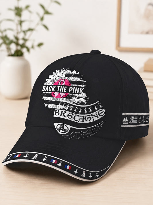 Svart franska Bretagne Bröstcancer Print Casual hatt