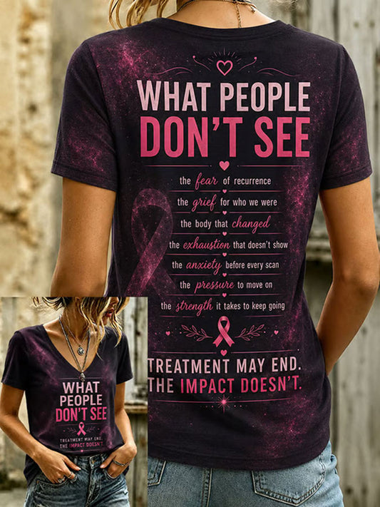 Kvinnlig grafisk t-shirt för cancermedvetande med informell stil