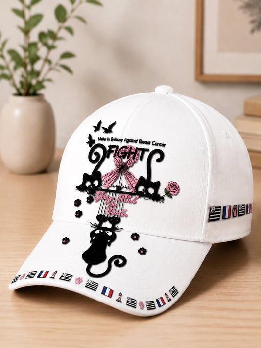 Vit franska Bretagne Bröstcancer Print Casual hatt