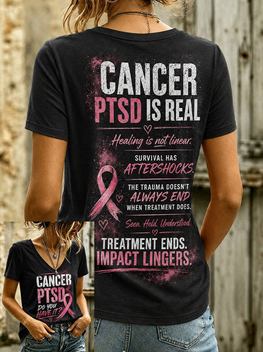 Kvinnlig grafisk t-shirt för cancermedvetande med informell stil