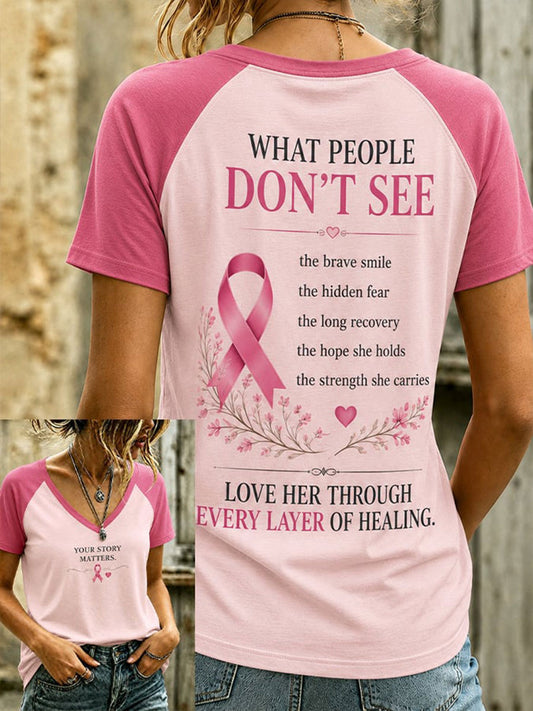Kvinnors bröstcancer medvetenhet Skriv ut Casual T-shirt