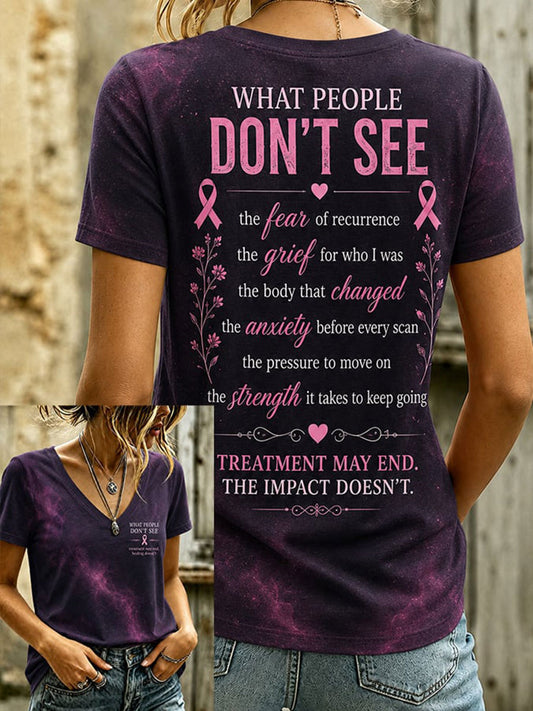 Kvinnlig grafisk t-shirt för cancermedvetande med informell stil