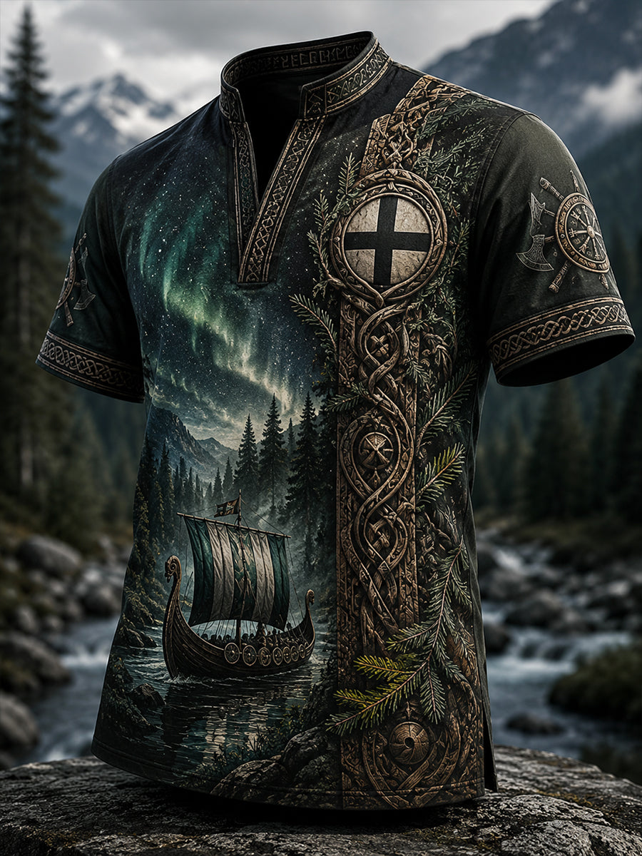 Kvinnlig konsttryck med finsk vikingatema – avslappnad t-shirt