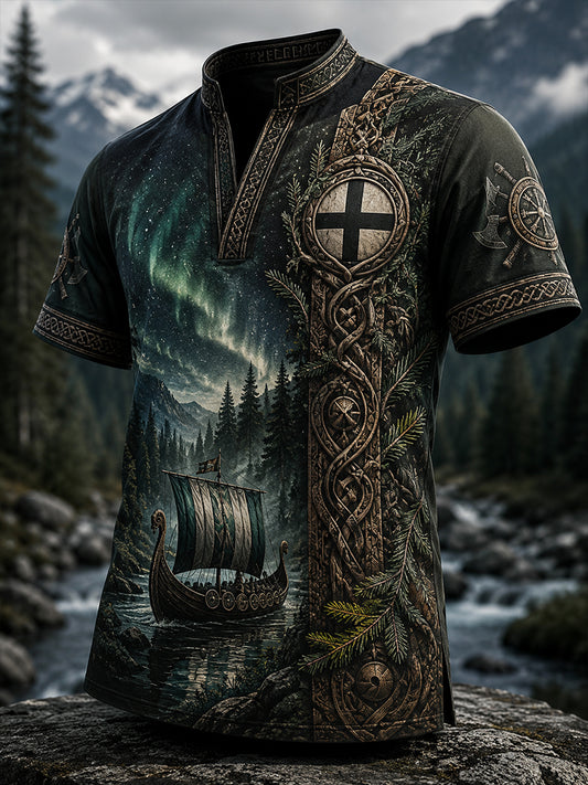 Kvinnlig konsttryck med finsk vikingatema – avslappnad t-shirt