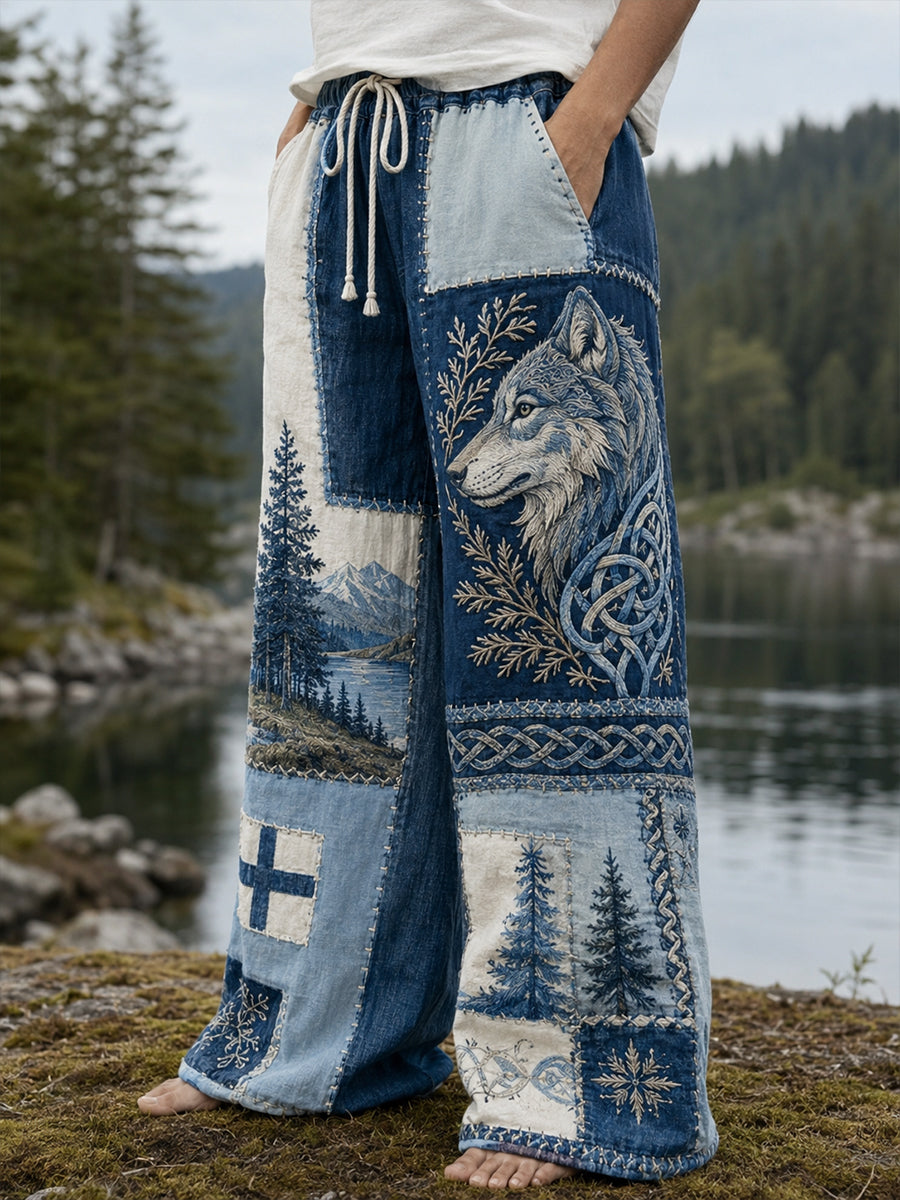 Mäns finska Viking-Inspirerad konst Print Casual Byxor
