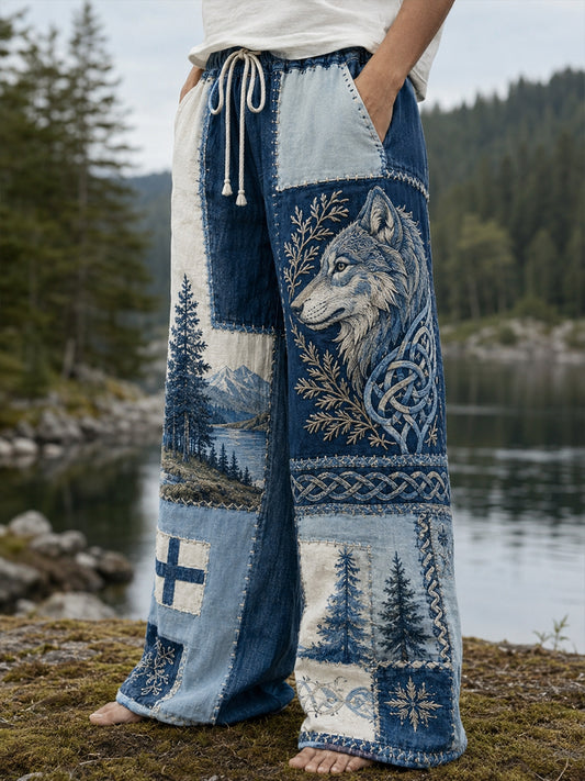 Mäns finska Viking-Inspirerad konst Print Casual Byxor