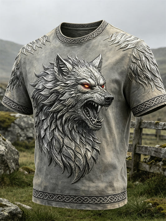 Viking Wolf Fenrir Celtic Knop Skriv ut kort ärm t-shirt