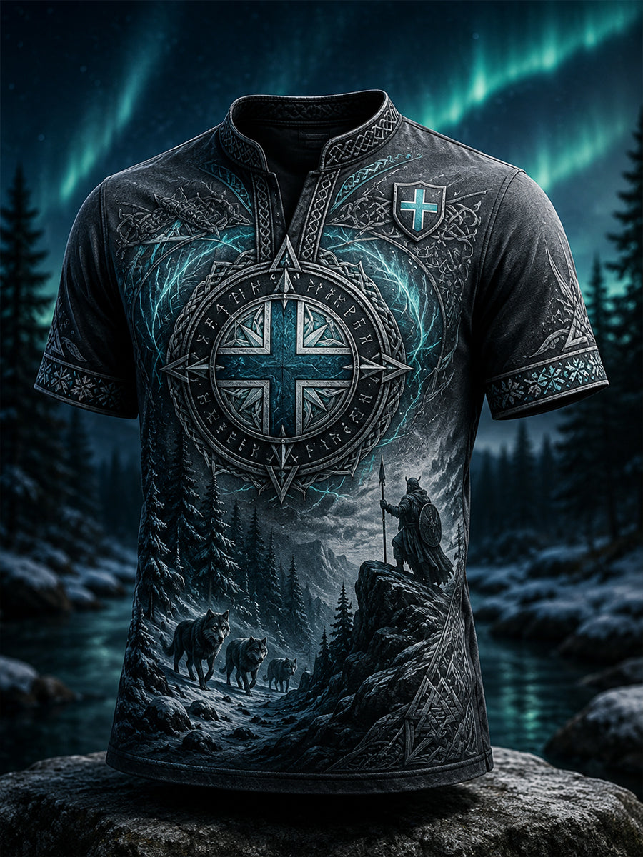 Mäns finska vikinga-temade konst Print Casual T-shirt