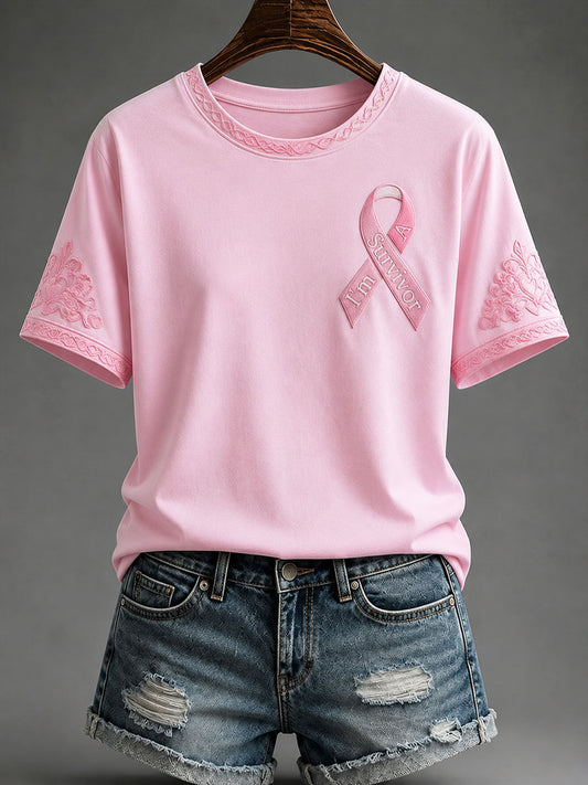 Kvinnors "Jag är en överlevande" Bröstcancer förebyggande och medvetenhet Casual T-shirt