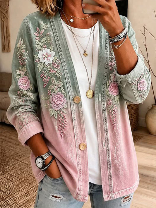 Kvinnors bröstcancer medvetenhet Tryckt Casual Cardigan