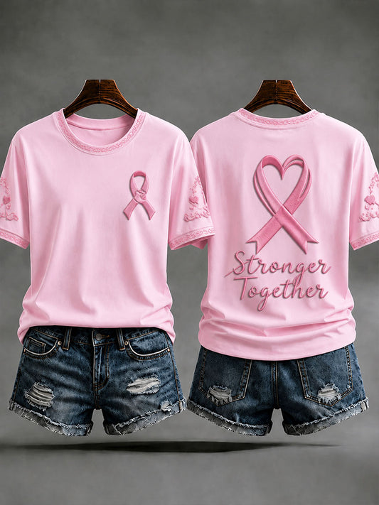 Kvinnors"Stärkare tillsammans"Breastcancer förebyggande och medvetenhet Casual T-shirt