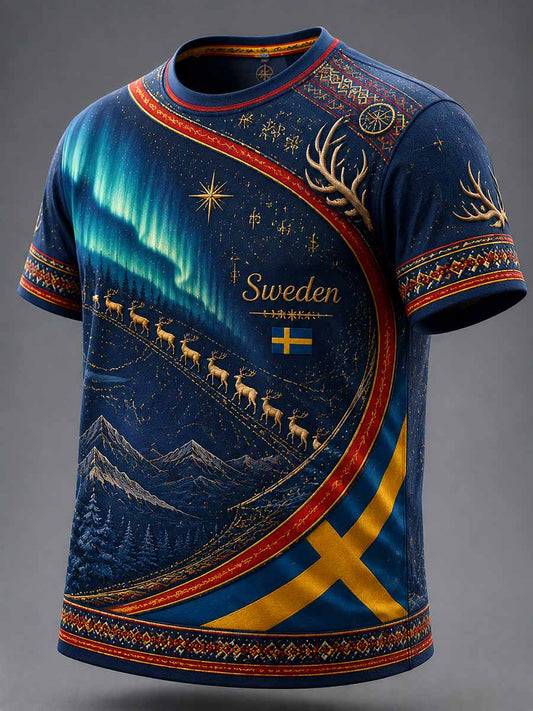 Herrtröja med tryckt urfolksmönster från svenska samerna
