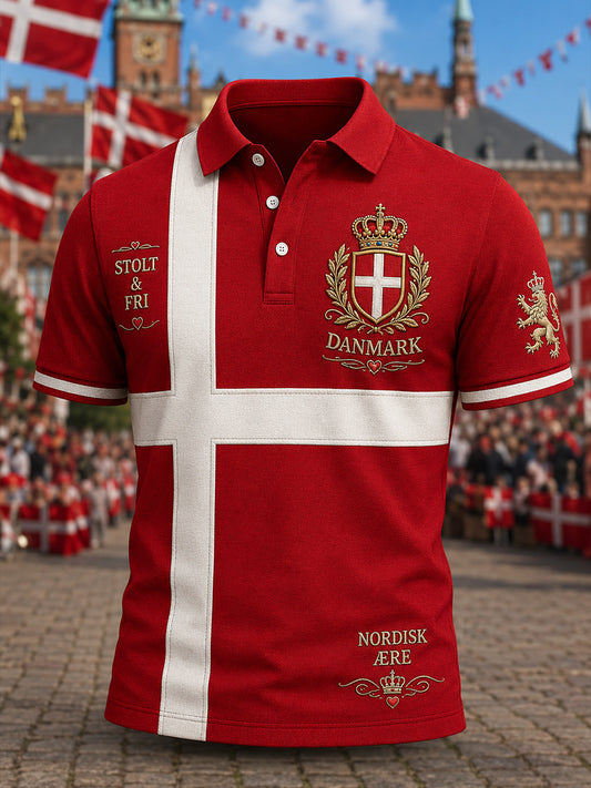Mäns Short-Slem polo tröja med patriotisk minne print