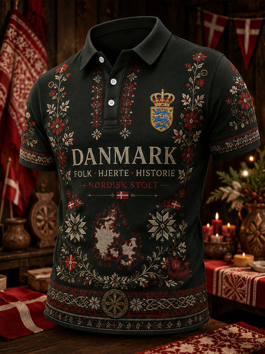 Herrpolotröja med korta ärmar och patriotisk minnesmärkeprint