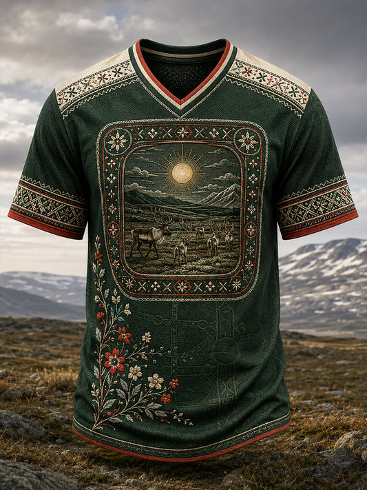 Kulturmönstrad t-shirt för män med norska samiska inslag