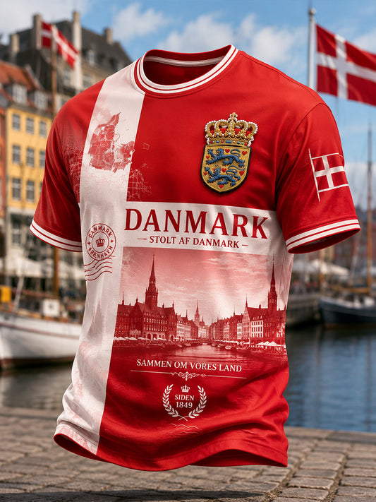 Mäns kortärm T-shirt med patriotisk minne print