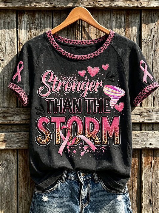 Kvinnors bröstcancer tema mönster tryckt avslappnad kortärmade T-shirt