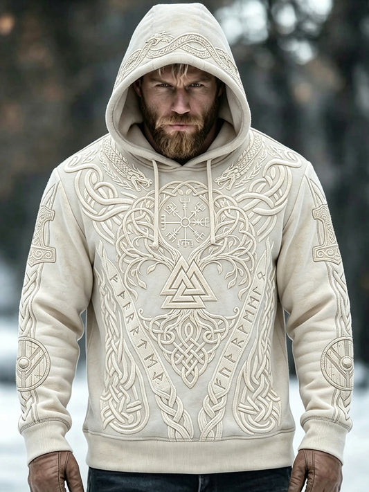 Mäns Vintage Viking Inspirerad konst Skriv ut bekväm Hoodie.