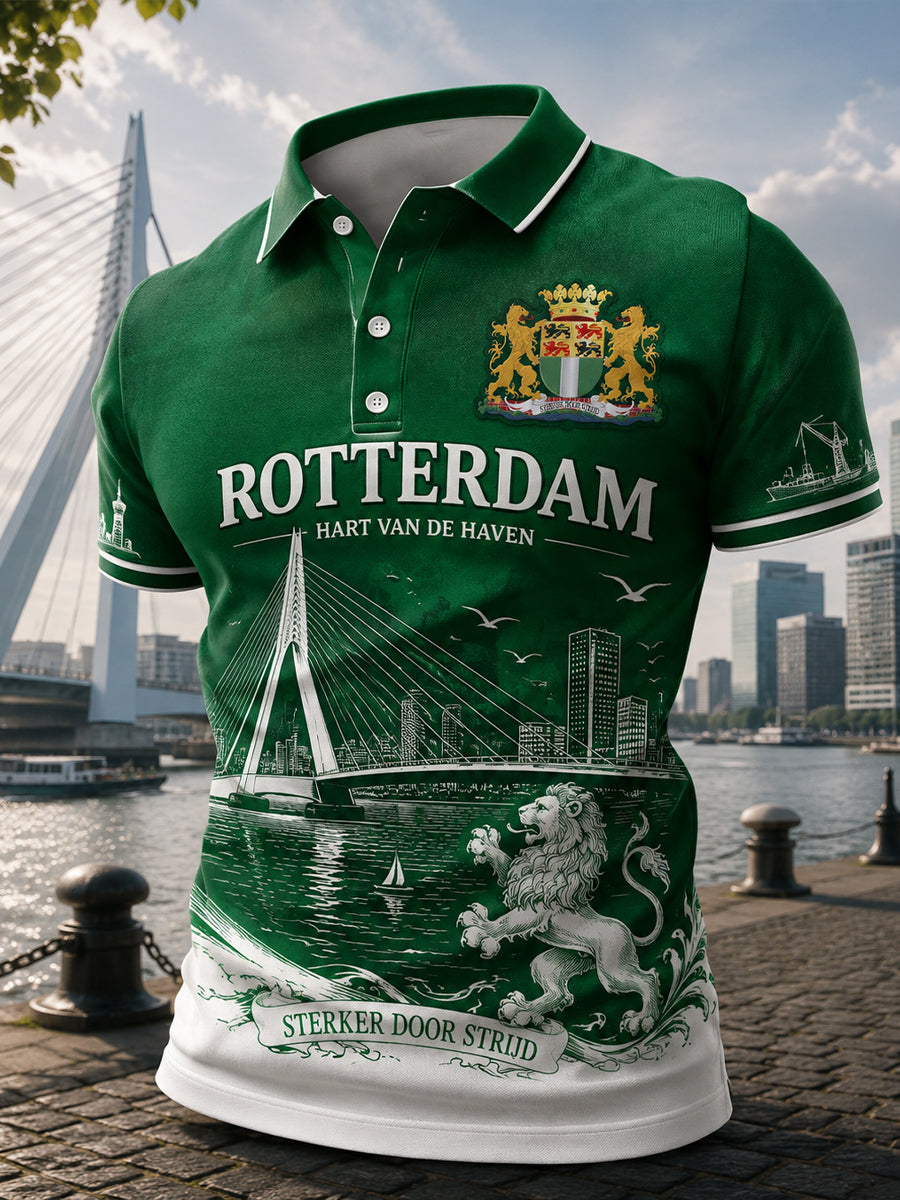 Män Short-Slem Polo tröja med urban minne grafik