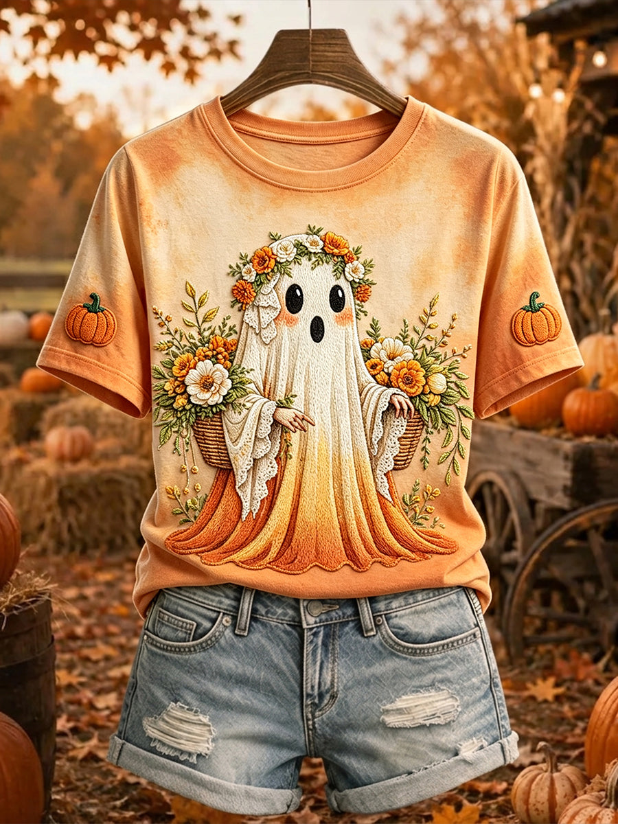 Kvinnors Botanical Ghost Fall Art Print Mysig kortärmad T-shirt