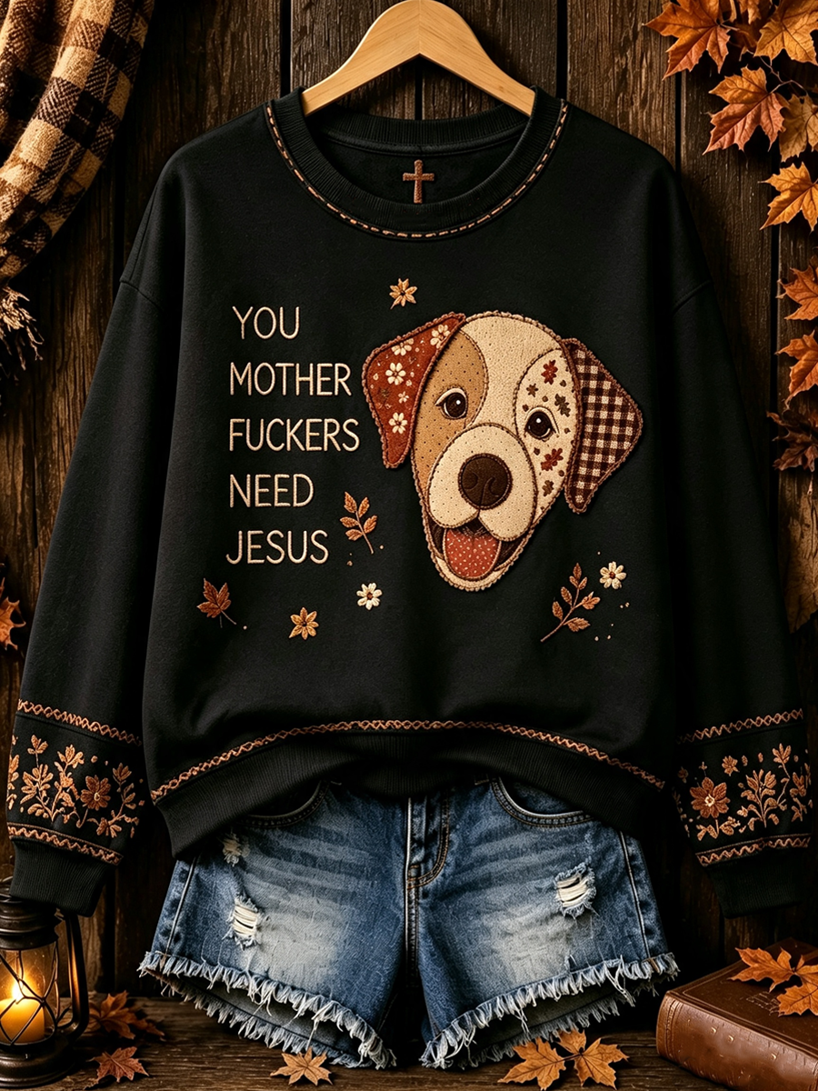 Kvinnors hösthund Regelbunden Sweatshirt