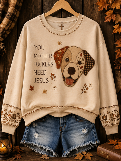 Kvinnors hösthund Regelbunden Sweatshirt