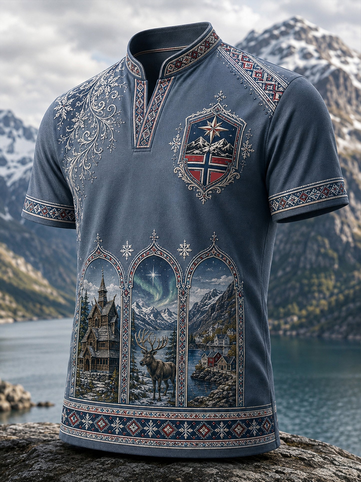 Mäns norska samiska kulturella element Konst Skriv ut Casual T-shirt
