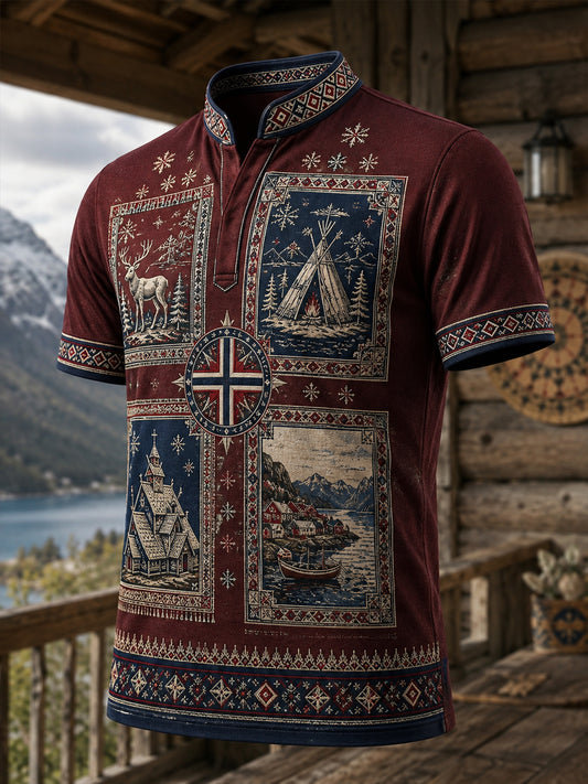 Kvinnlig konsttryck med norskt samiskt kulturellt inslag – avslappnad t-shirt